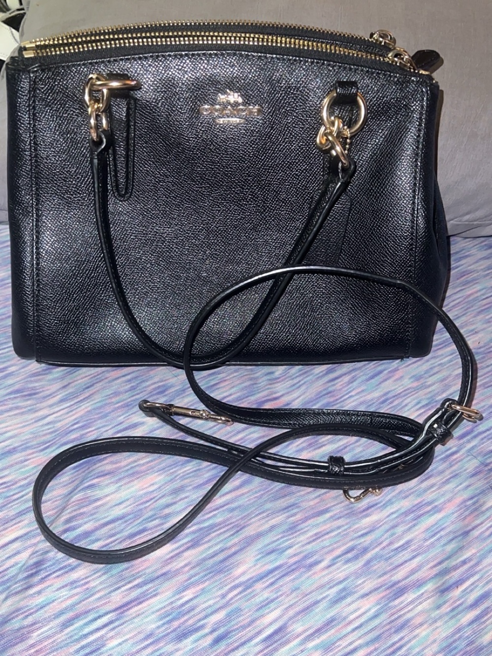 Coach Black Leather Satchel with Gold Hardware